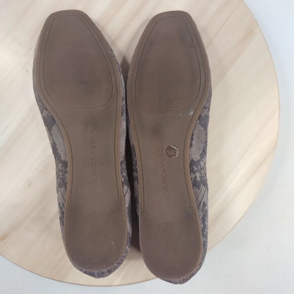 Lucky Brand Alba Snakeskin Print Suede Skimmer Ballet Flats Women US 7.5M - Picture 9 of 12